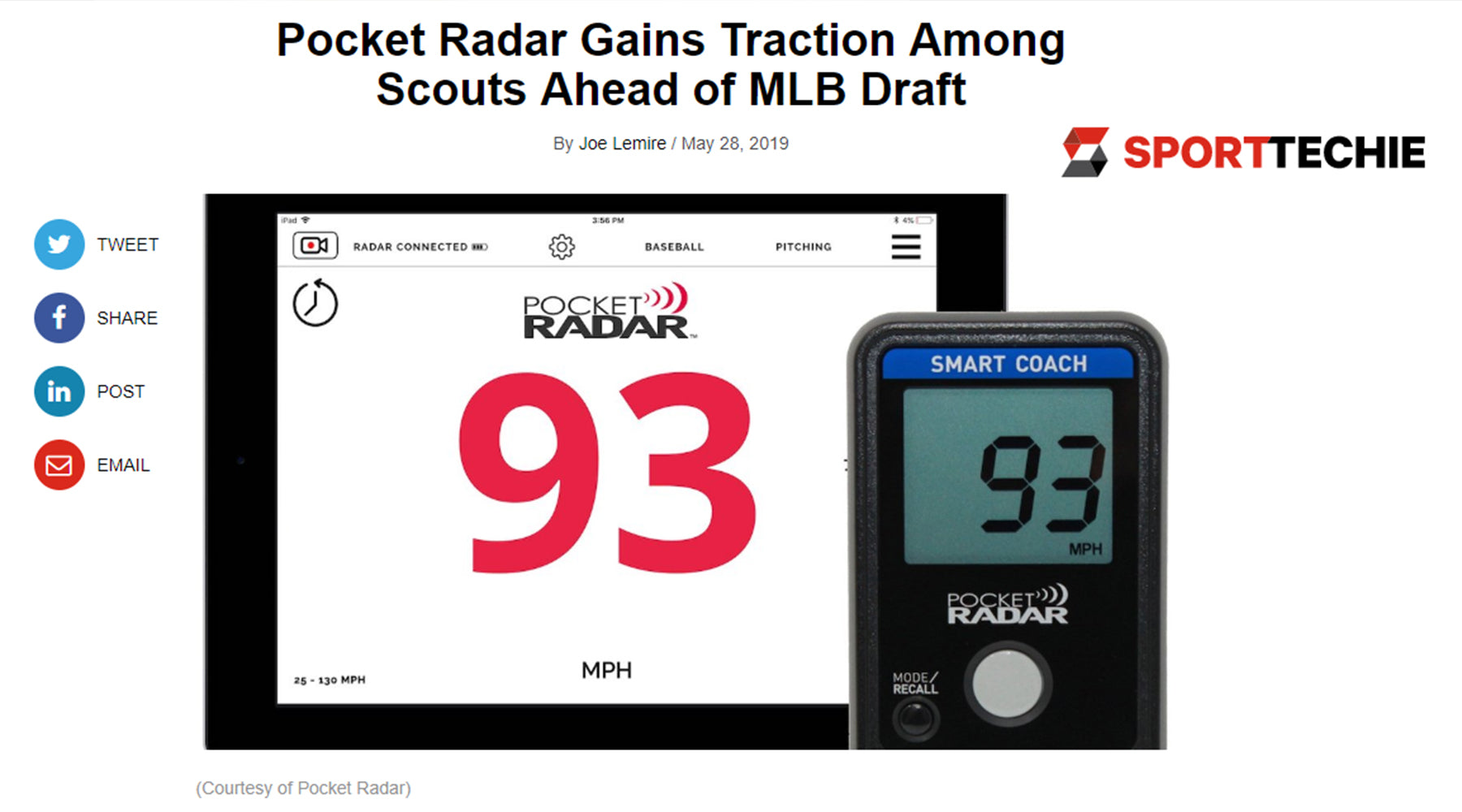 Featured in SportTechie: "Pocket Radar Gains Traction Among Scouts Ahead of MLB Draft"