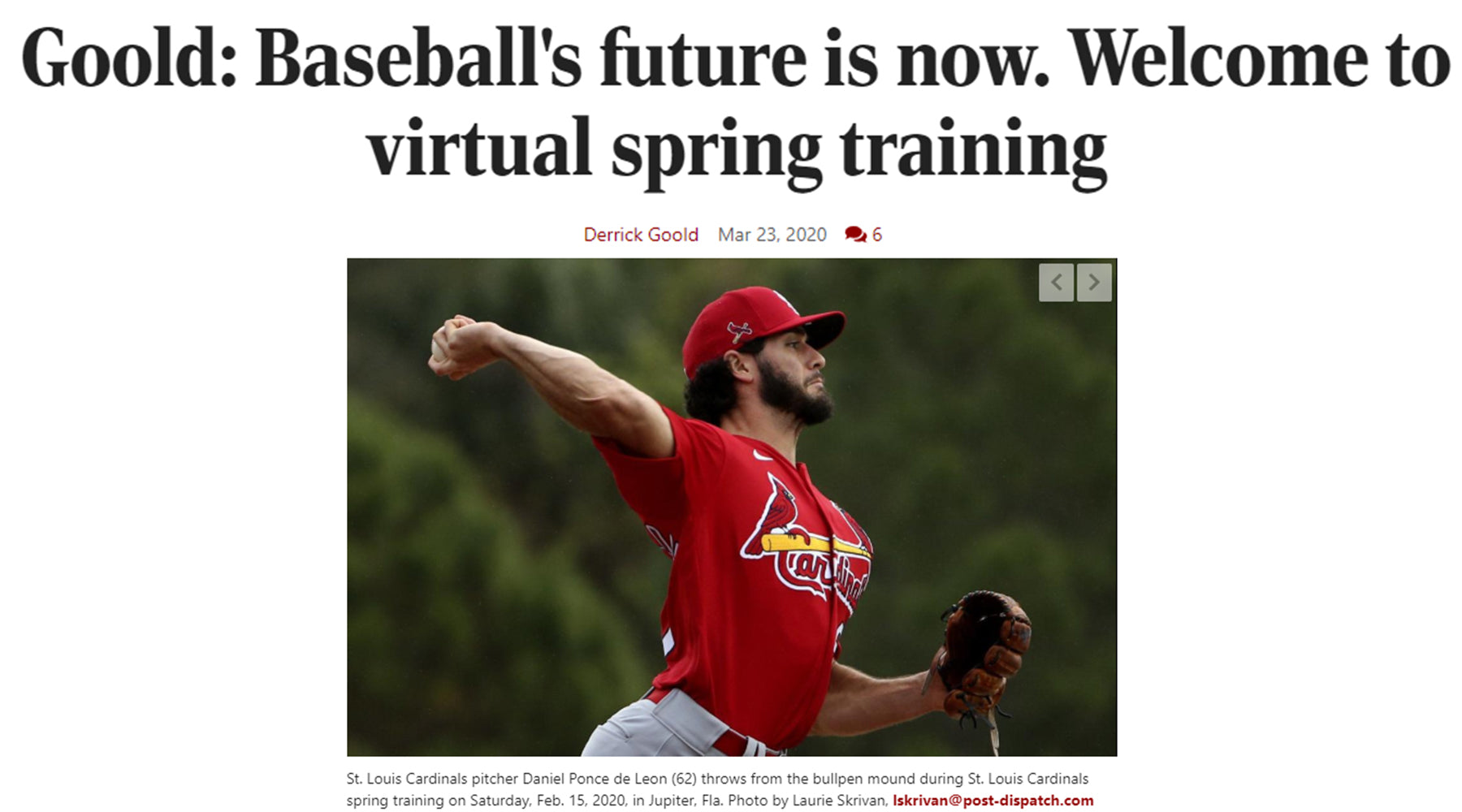 St. Louis Sports Dispatch: "Baseball's future is now. Welcome to virtual spring training"