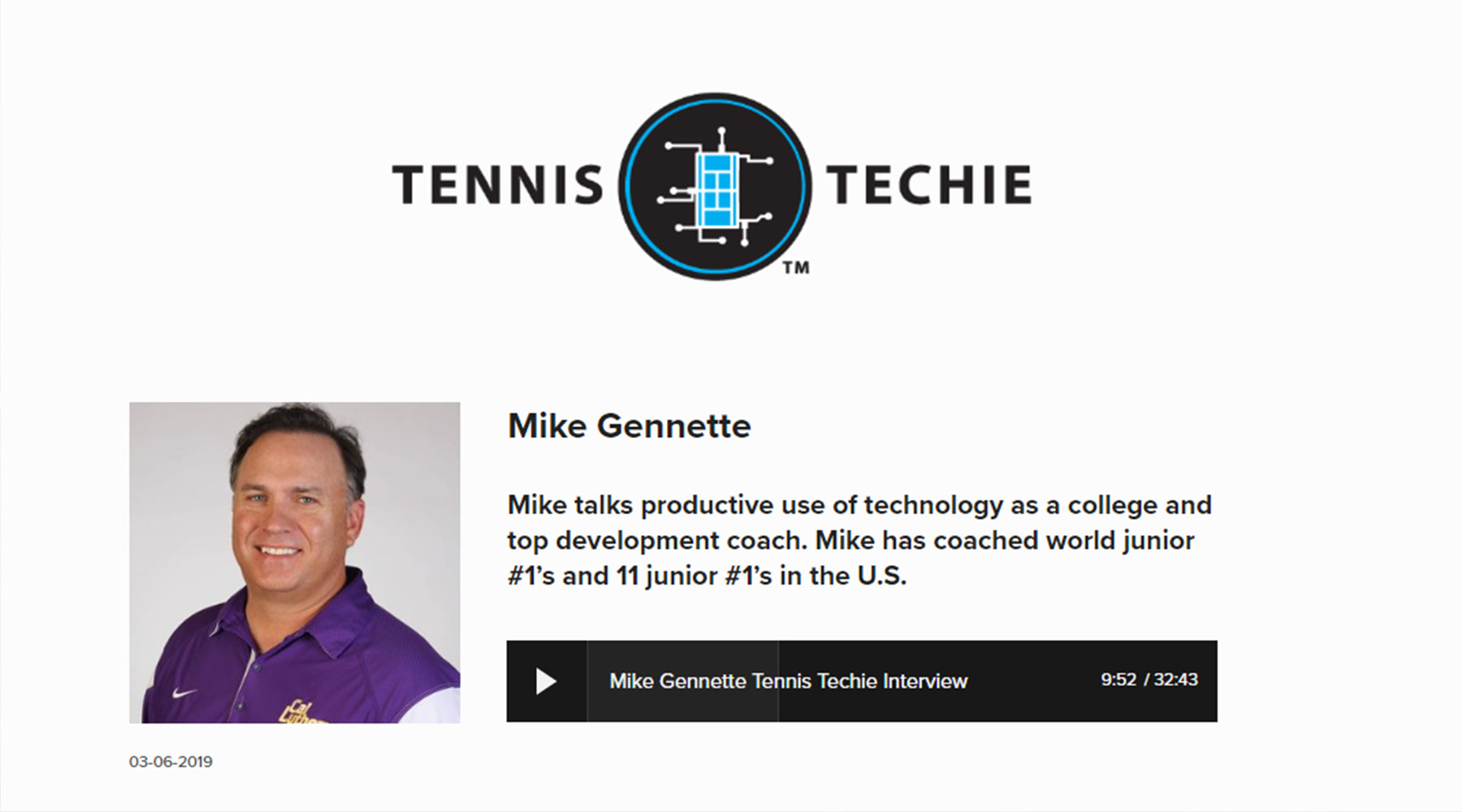 Tennis Techie Interviews Pocket Radar User, Mike Gennette, 2016 USTA Player Development Coach of the Year