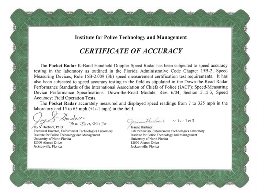 Certificate of Accuracy